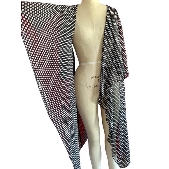 Womens Cover Up Size Medium Sheer Black Polka Dot Geometrics Soft Goth Office - Picture 5 of 7